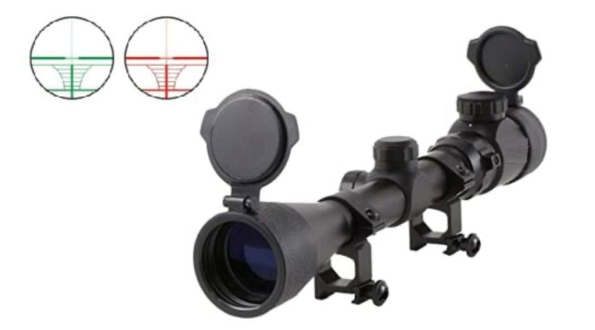 Tactical Ops Lunette de visée 4x32 Noir Rouge/Vert + montages - Terminal Airsoft
