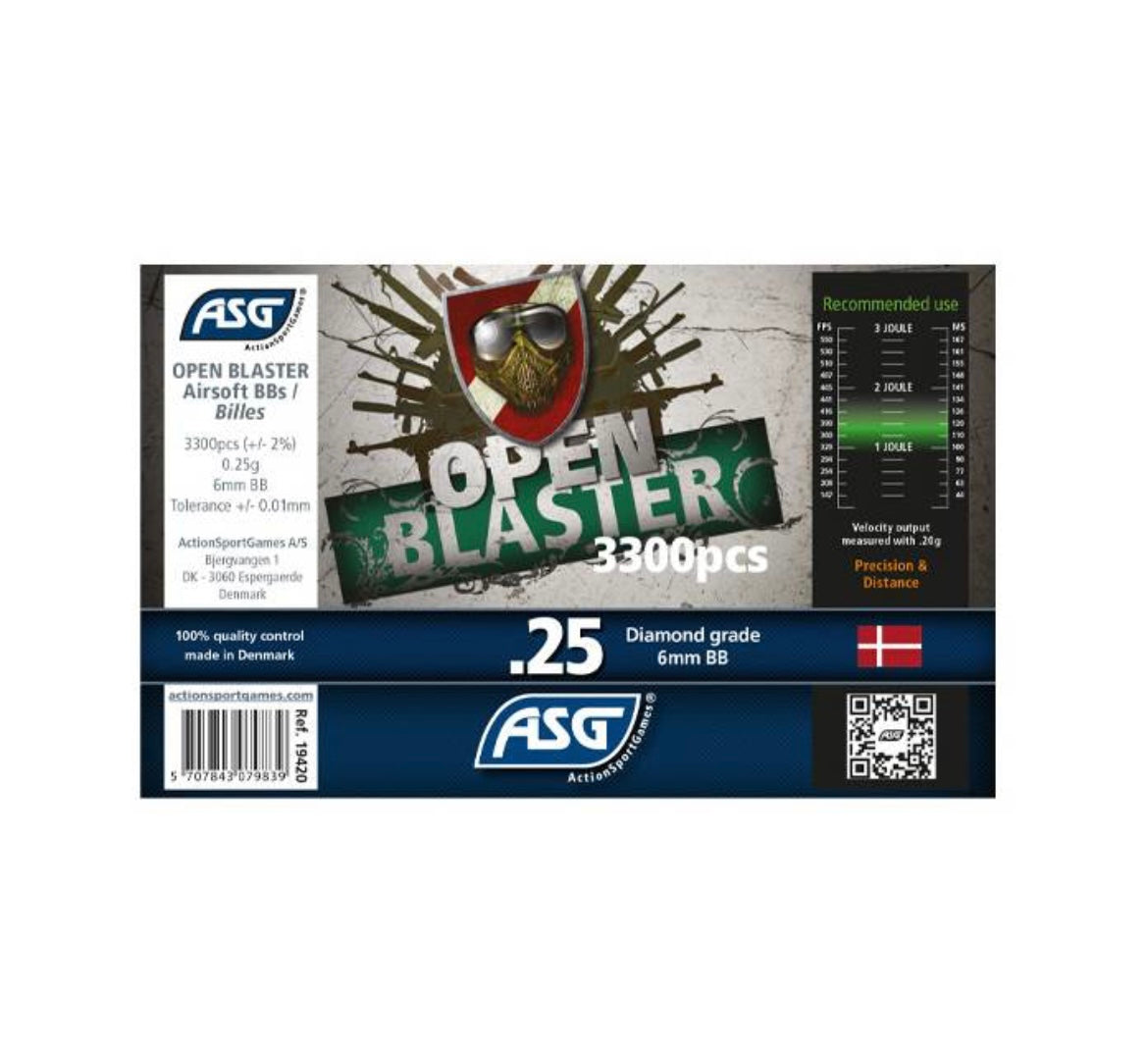 Blaster Billes BIO Open Blaster 0.25g (x 3300) Bouteille - Terminal Airsoft